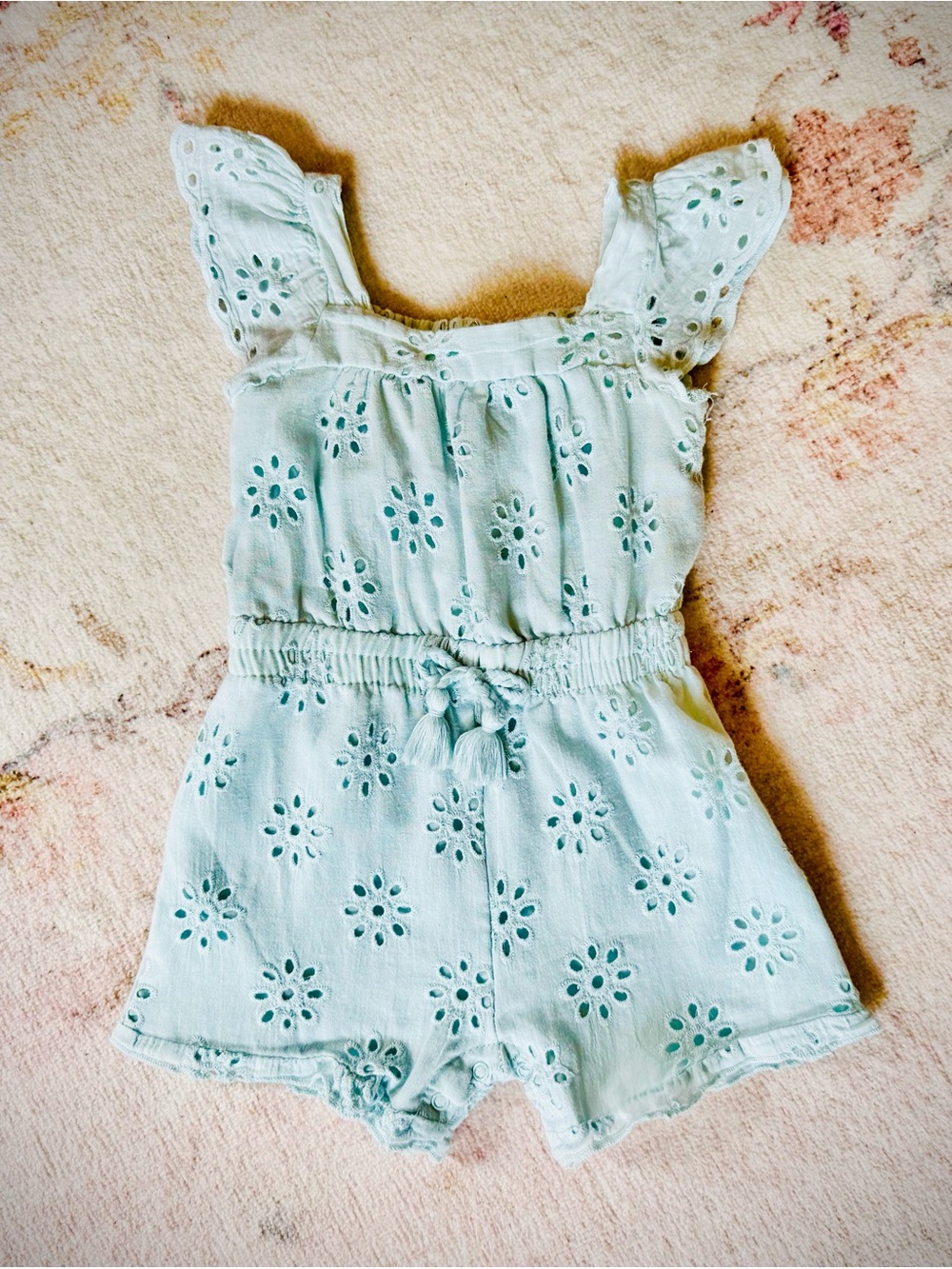 Rachel Zoe light sage Eyelet Romper for Girls